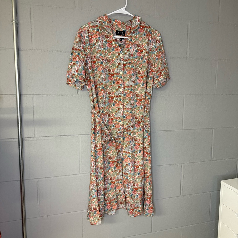 A.P.C Carmen Button Down Floral Printed Vintage Style Shirt Dress EU 42 US 10 - Picture 4 of 13